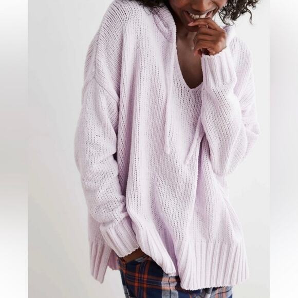AERIE Chenille Hoodie Sweater Light Purple Small S - Picture 1 of 9
